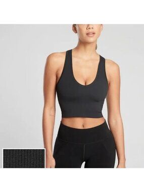 New Athleta M Aurora Crop Rib Tank Black Medium